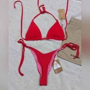 Berlook /  new with tags / Medium / Large / Pink and red Reversible bikini set